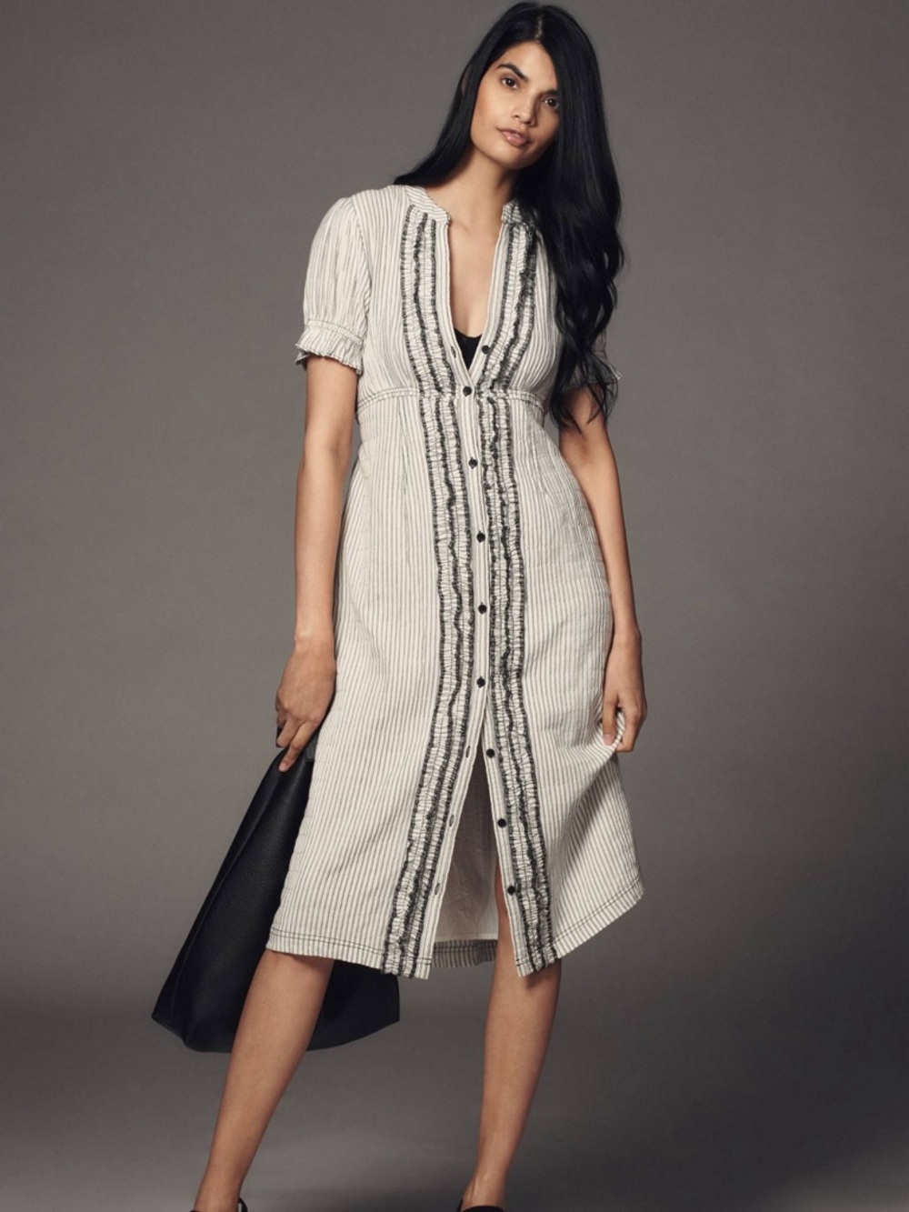 Anthropologie Pilcro Short-Sleeve Babydoll Midi Shirt Dress